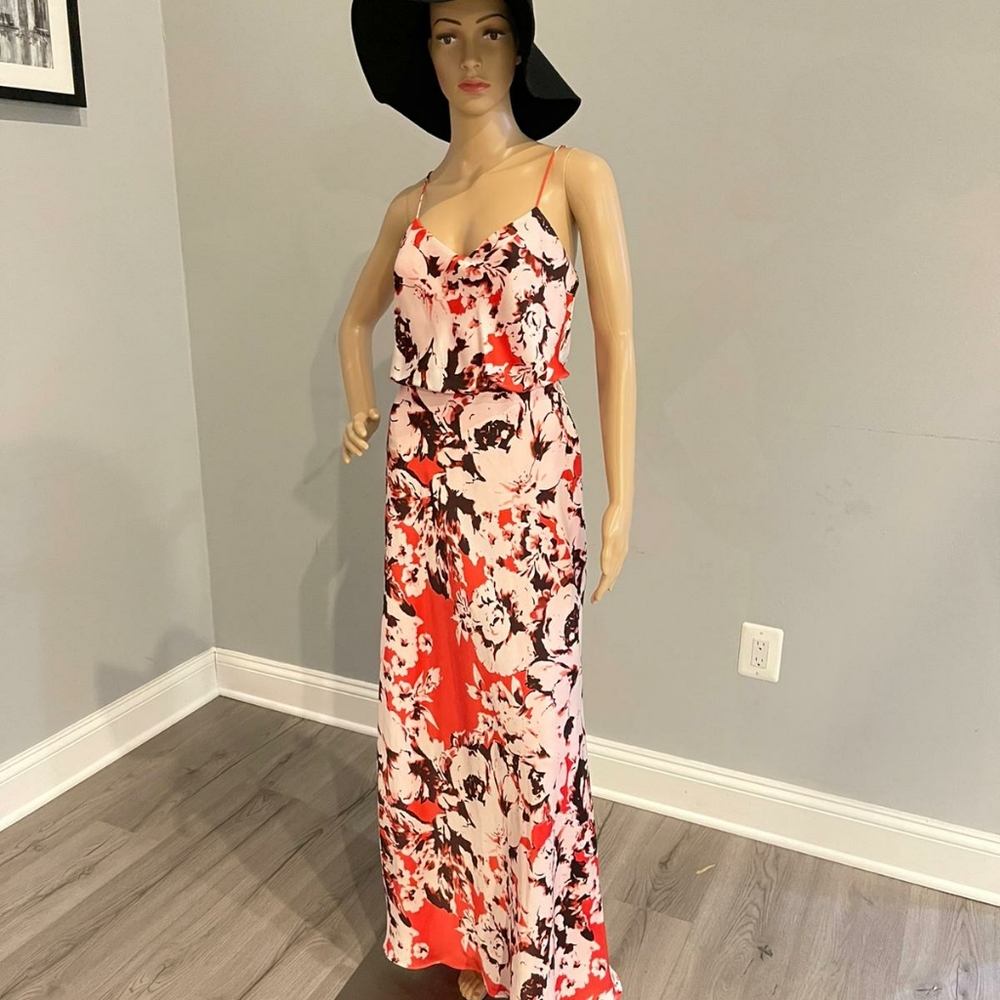 Adrianna Papell Floral spaghetti strap maxi dress